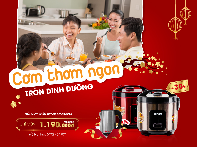 Nồi cơm điện cao cấp KIPOR KP-N55918 (R+G)