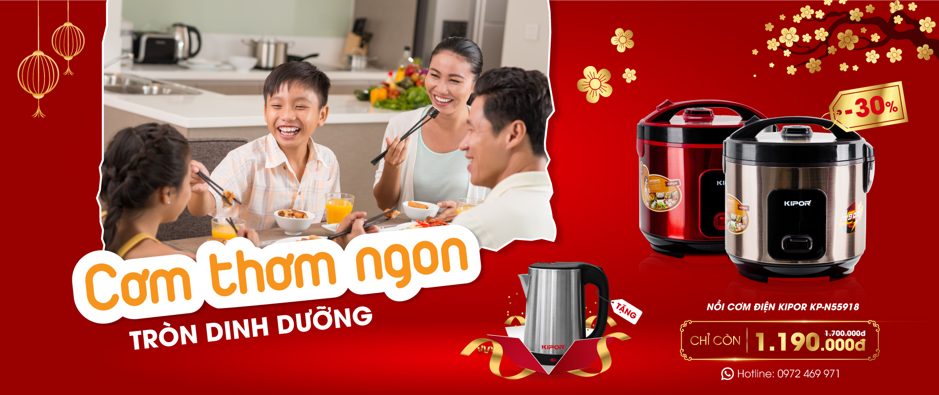 Nồi cơm điện cao cấp KIPOR KP-N55918 (R+G)